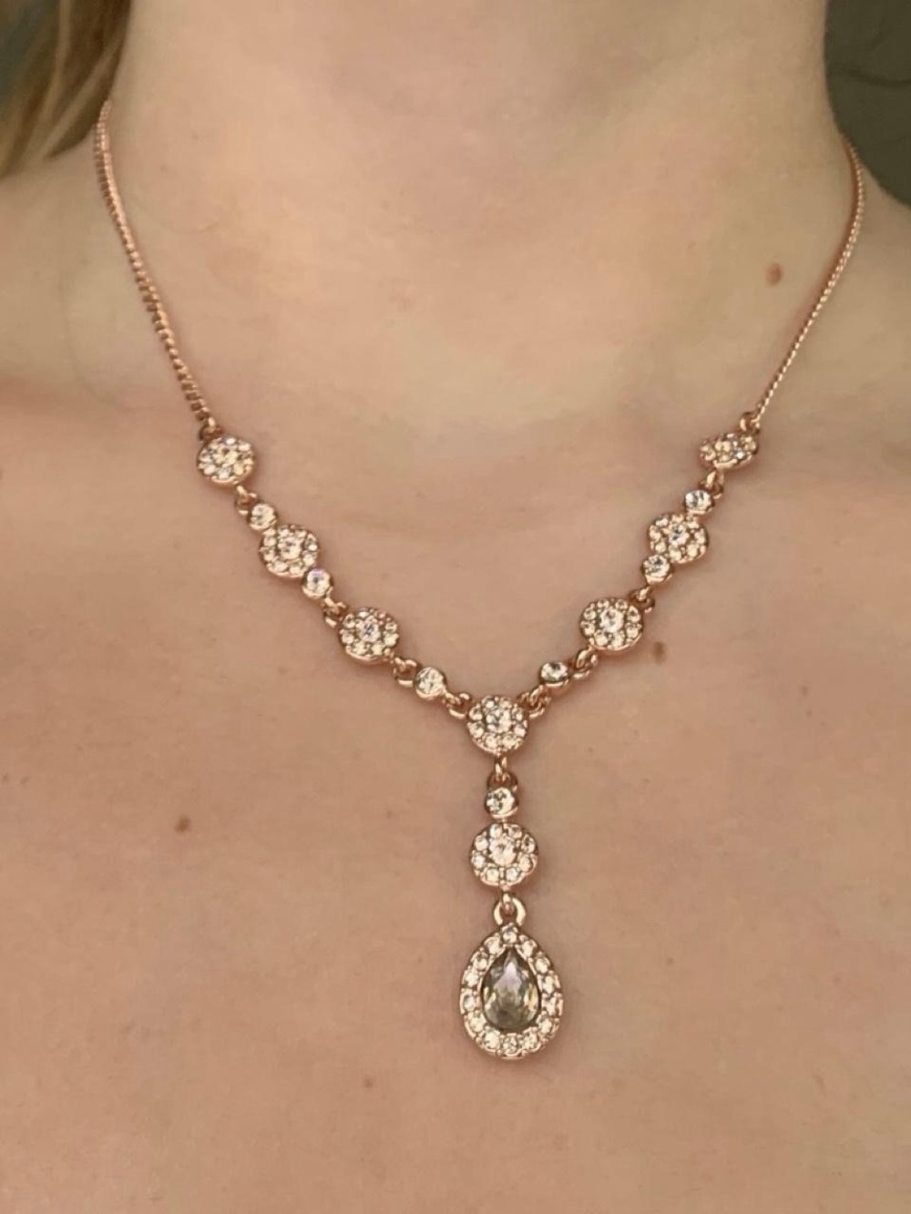 Givenchy Rose Gold Crystal Drop Necklace